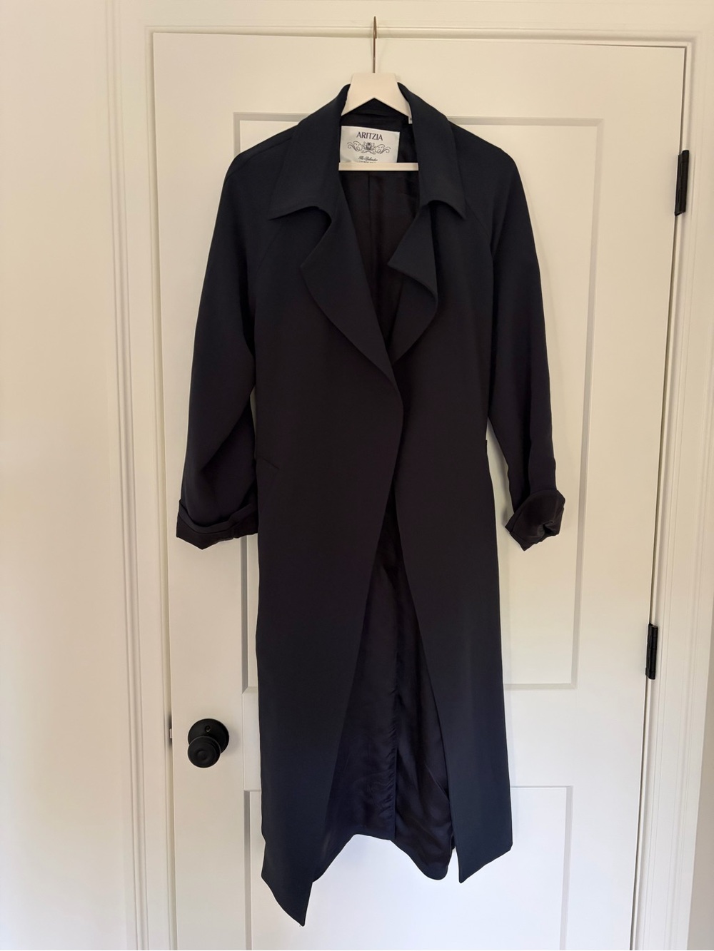 Aritzia The Splendor Trench Coat Crepette Dark Night Navy Size M